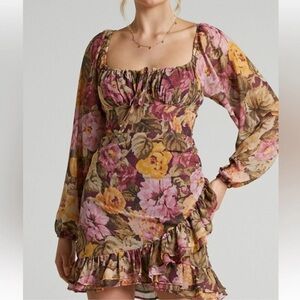 Showpo Floral Mini Dress - Pink and Yellow